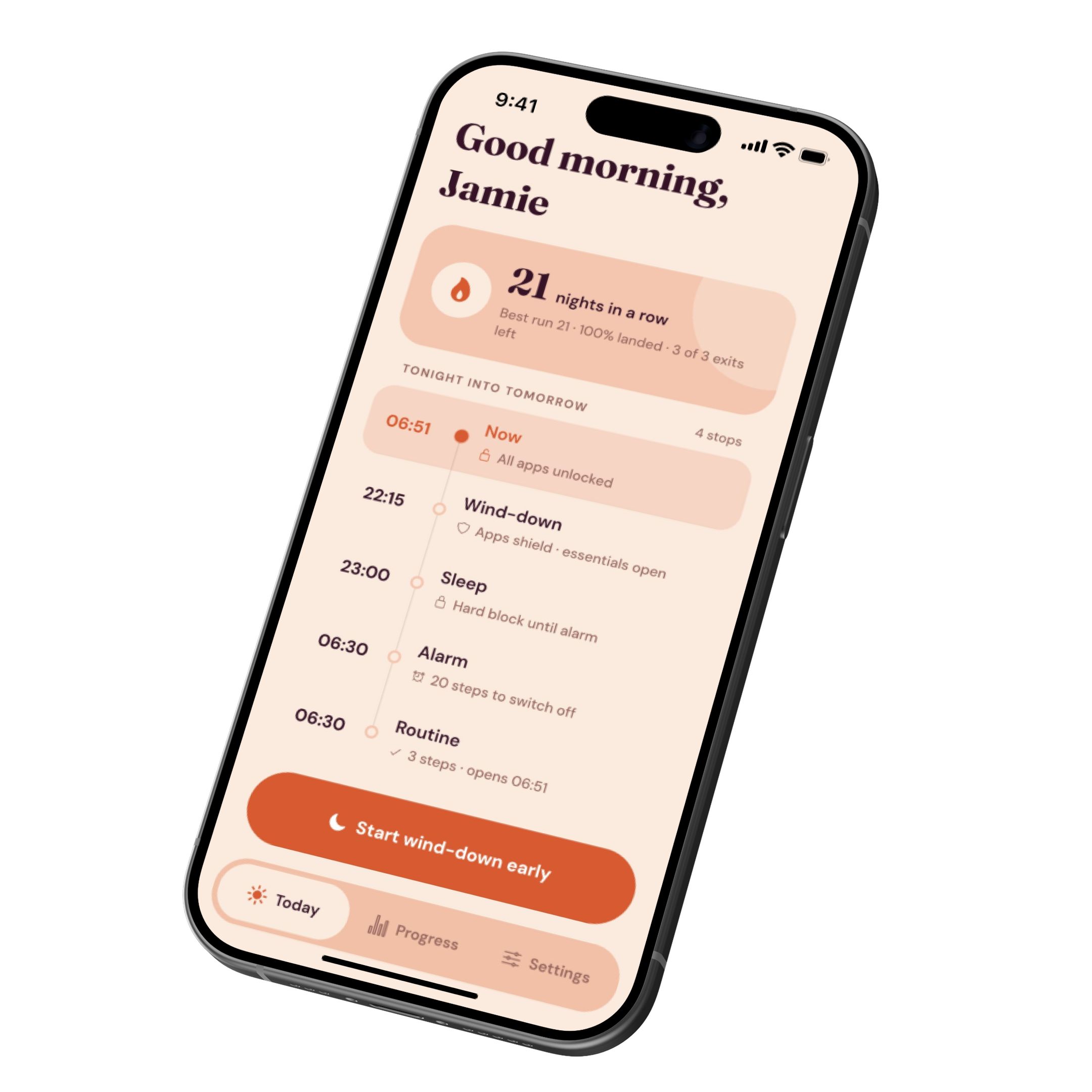 Dawnwell app screen